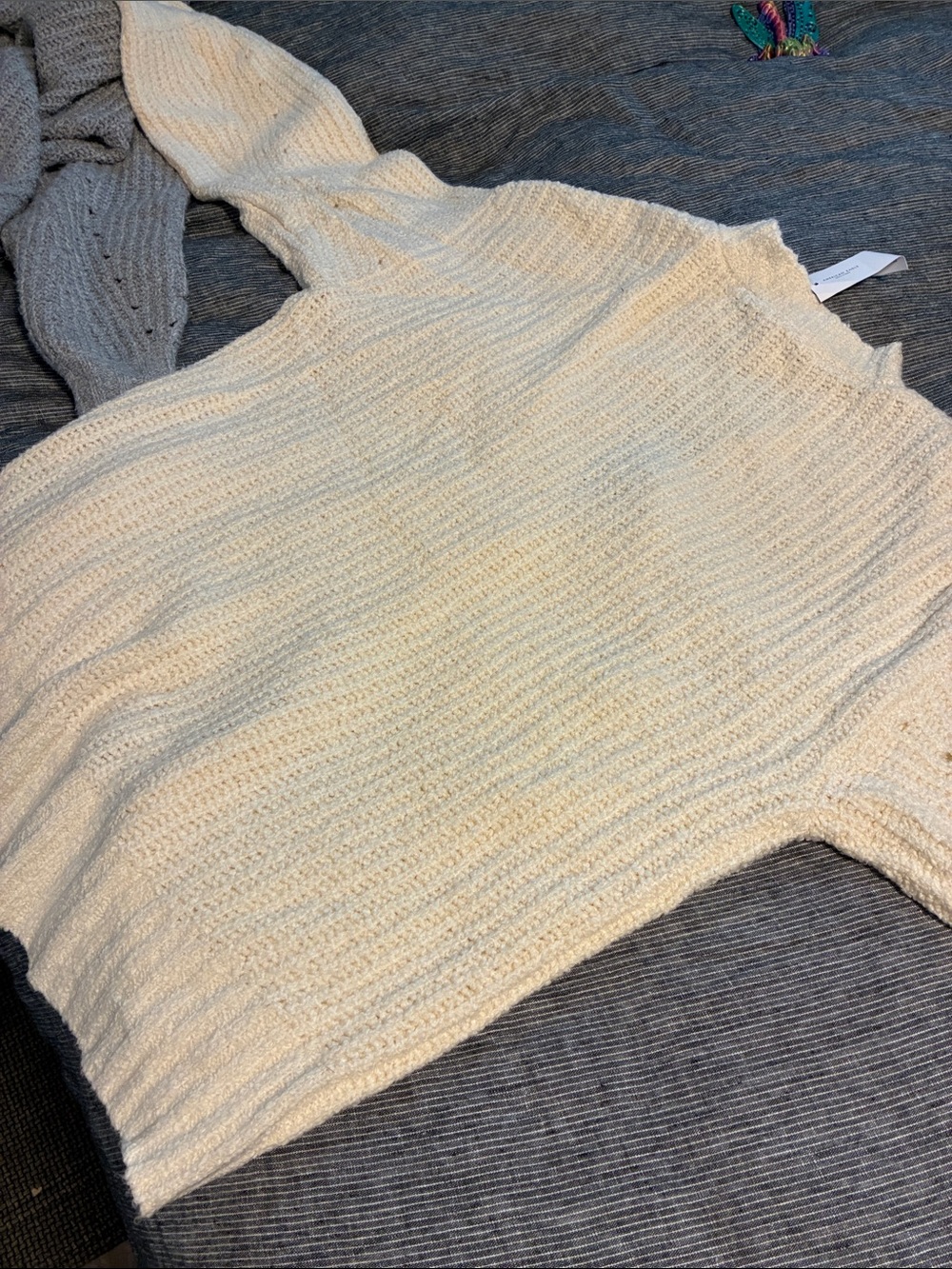 AE Women’s Cream and Grey Button-Front Knit Sweater Cardigans set of 2 - Picture 4 of 6
